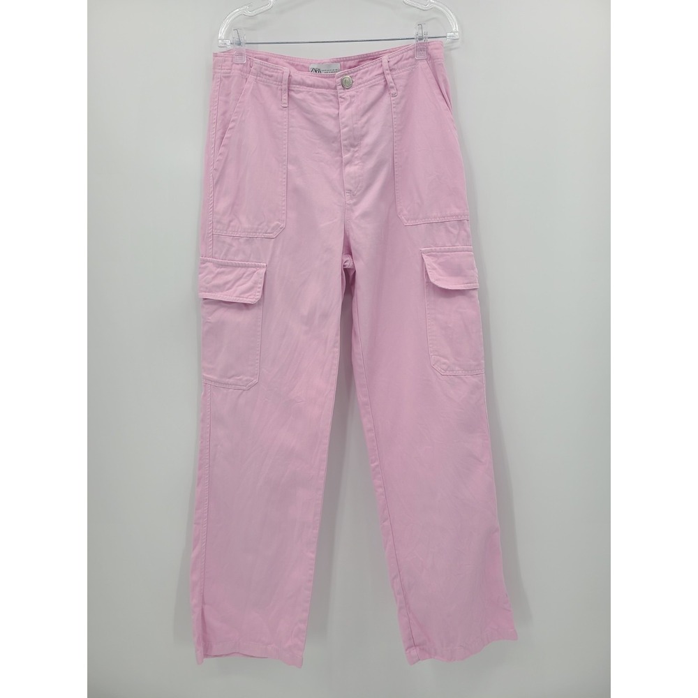 Y2K Zara Cargo Streetwear Womens Pants 10 Preppy Hip Hop Monochrome Girly - Picture 7 of 14